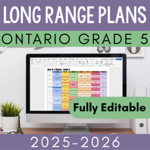 Grade 5 Ontario Long Range Plans 2025/2026- Fully Editable